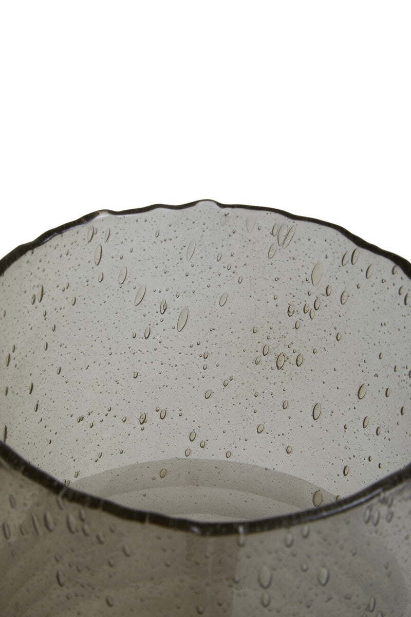 Natural Large Candle Holder in Clear Ribbed Glass