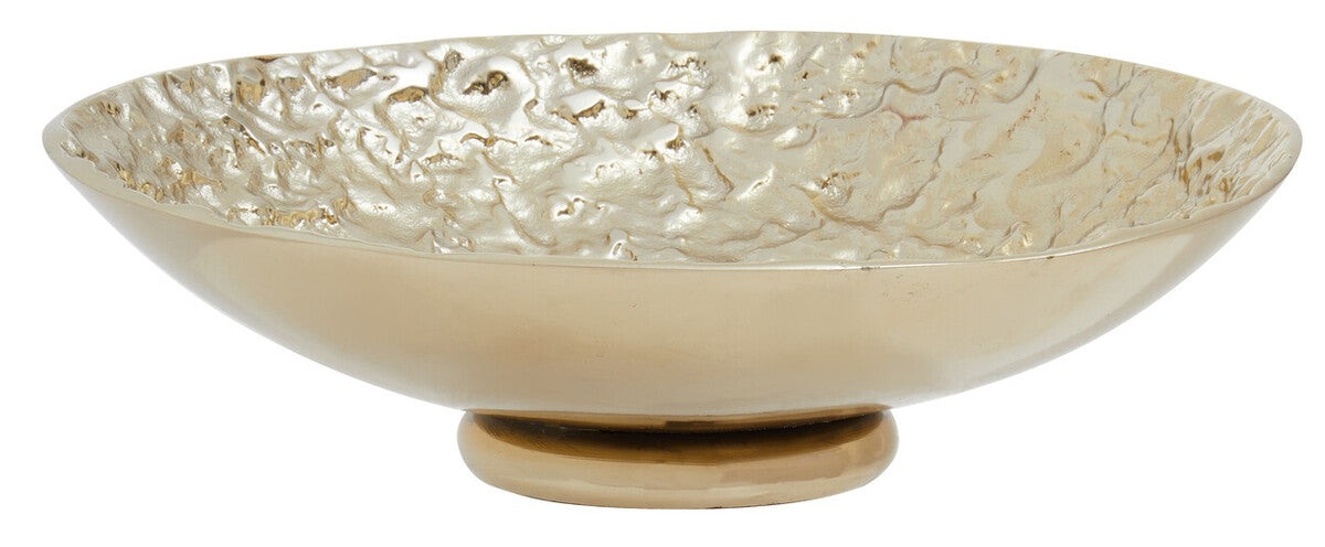 Gold Textured Round Metal Bowl