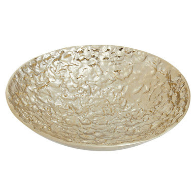 Gold Textured Round Metal Bowl
