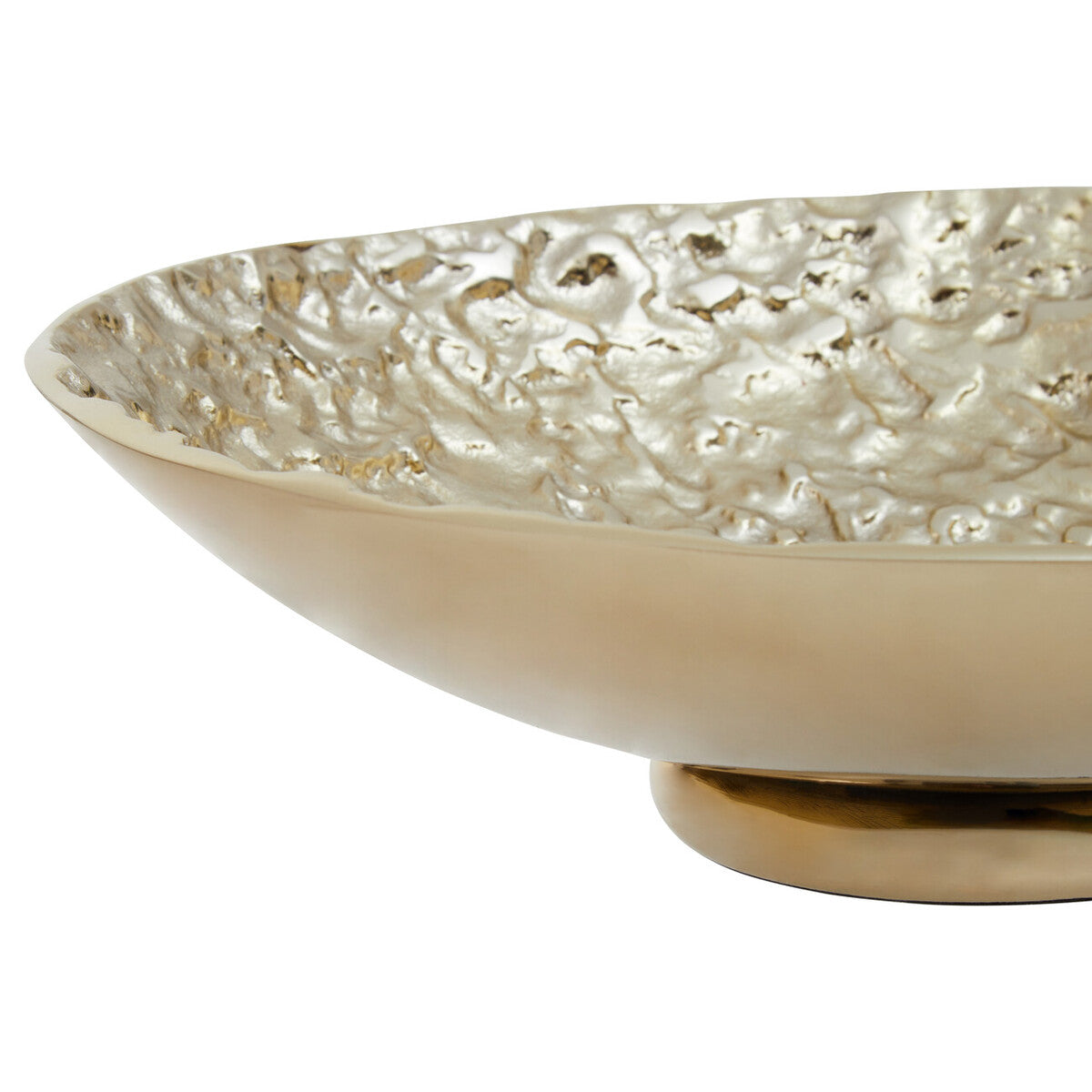 Gold Textured Round Metal Bowl