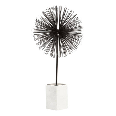 Black Starburst Sculpture with Marble Base