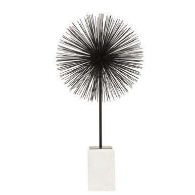 Black Starburst Sculpture with Marble Base