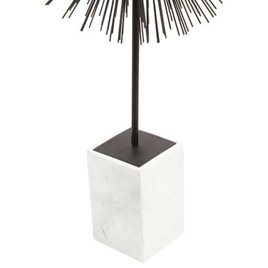 Black Starburst Sculpture with Marble Base