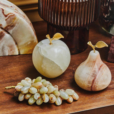 Onyx Decorative Apple with Gold Stem