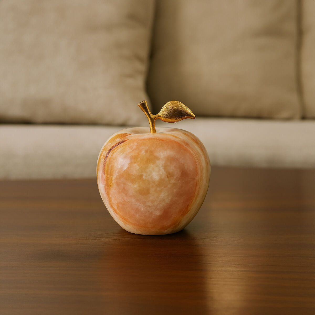 Onyx Decorative Apple with Gold Stem