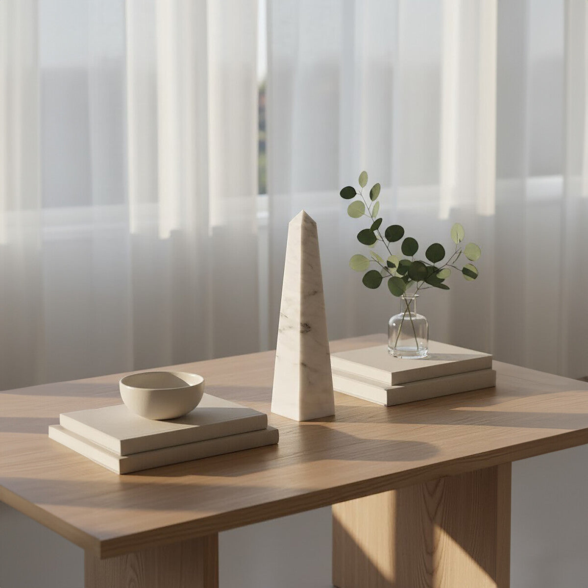 Large White Marble Obelisk
