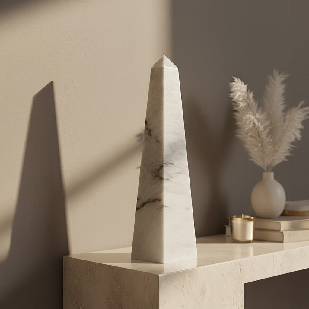Large White Marble Obelisk