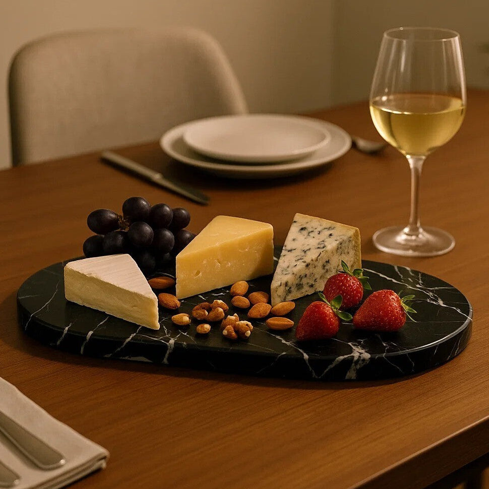 Oval Black Marble Chopping and Serving Board