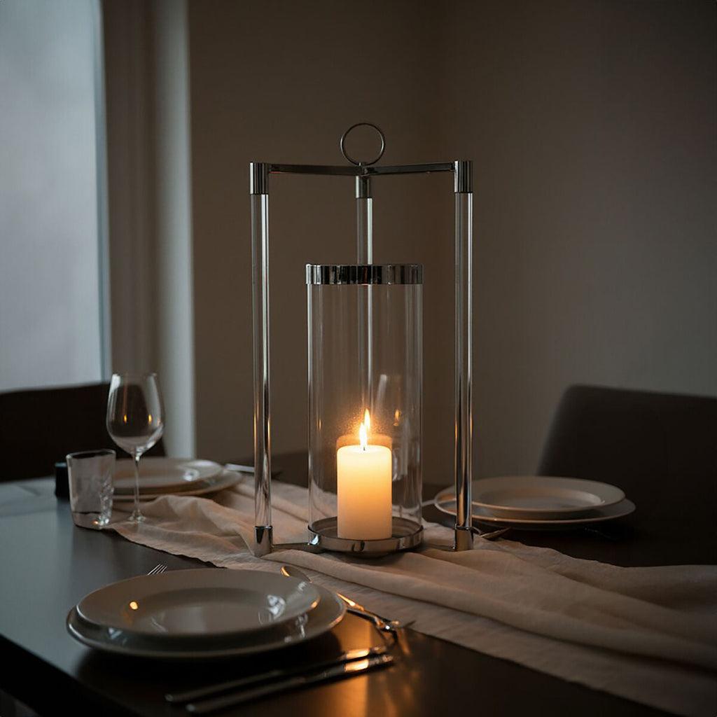 Large Silver Finish Lantern