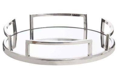 Silver Mirrored Tray with Ornate Frame