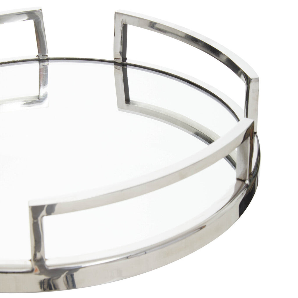 Silver Mirrored Tray with Ornate Frame