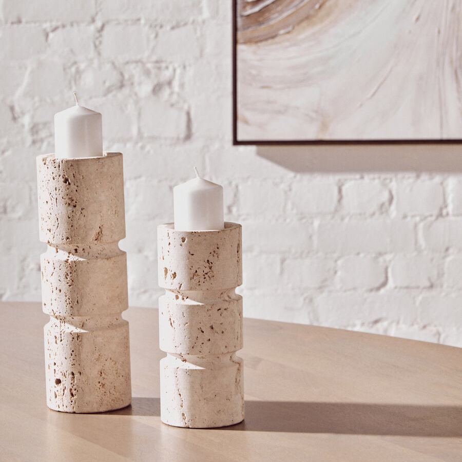 Travertine Small Candle Holder