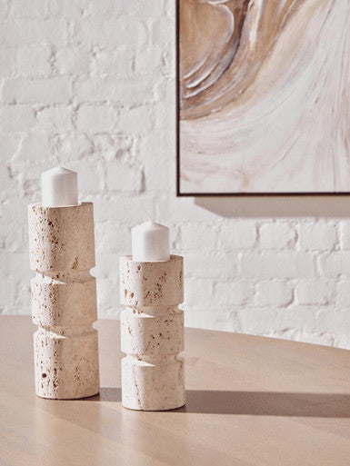 Travertine Small Candle Holder