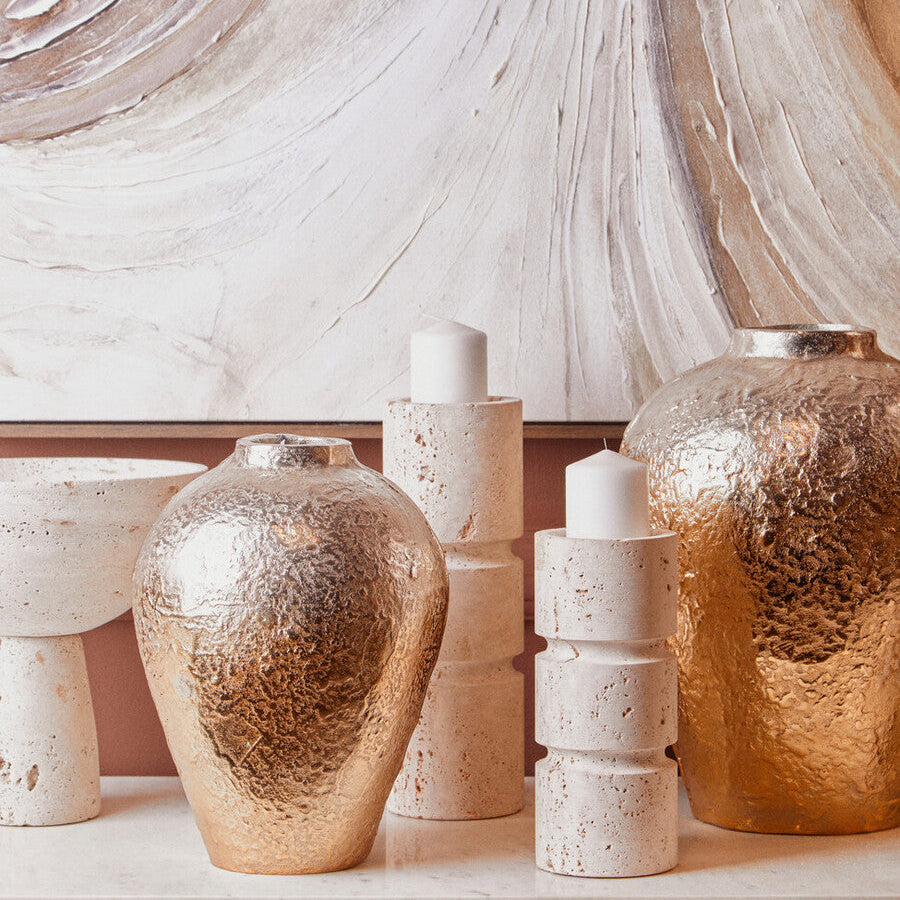 Travertine Small Candle Holder