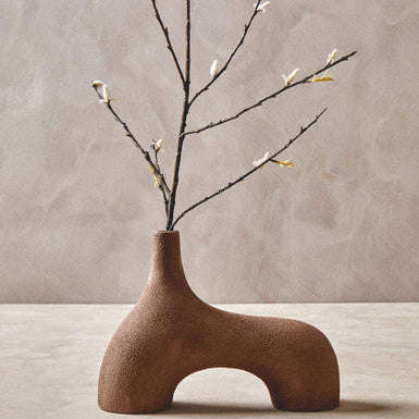 Small Textured Beige Abstract Vase