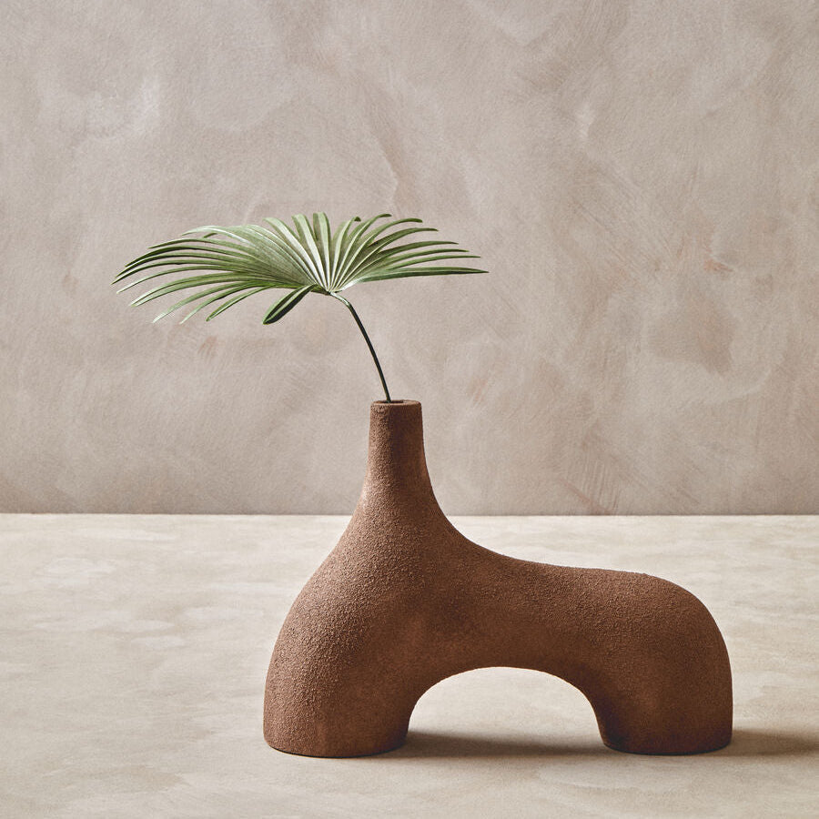 Small Textured Beige Abstract Vase