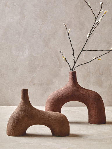 Small Textured Beige Abstract Vase
