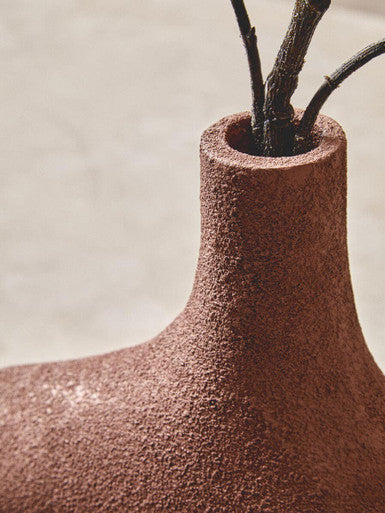 Small Textured Beige Abstract Vase