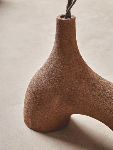 Small Textured Beige Abstract Vase