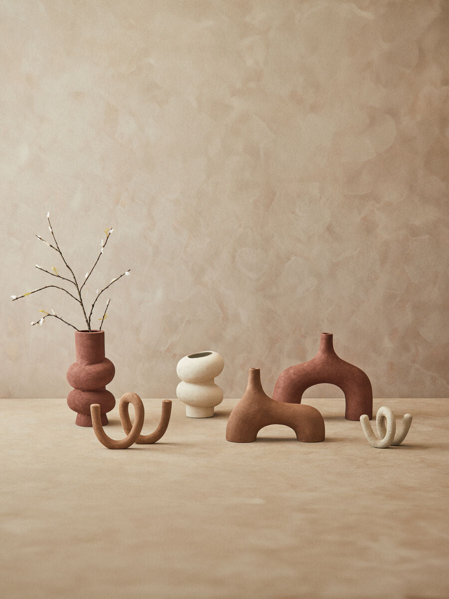 Small Textured Beige Abstract Vase