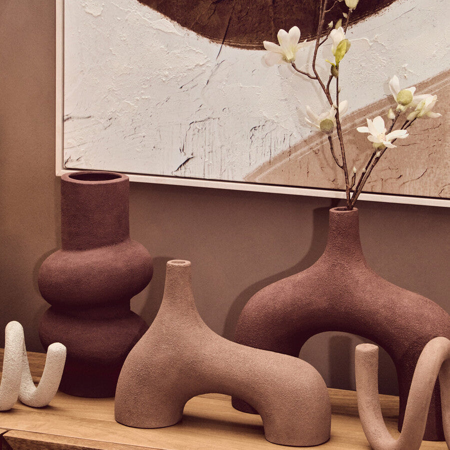 Small Textured Beige Abstract Vase