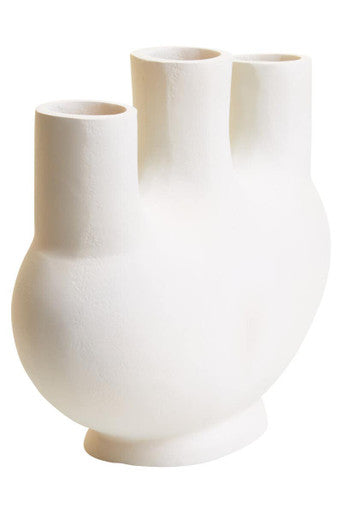 Small Cream Vase with Geometric Cutouts