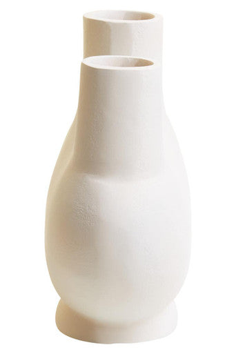 Small Cream Vase with Geometric Cutouts