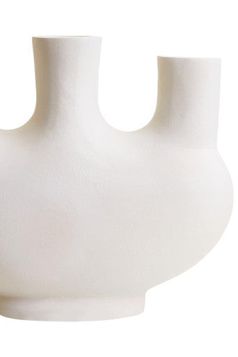 Small Cream Vase with Geometric Cutouts