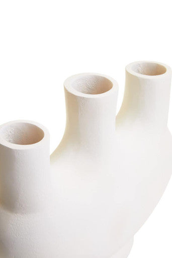 Small Cream Vase with Geometric Cutouts