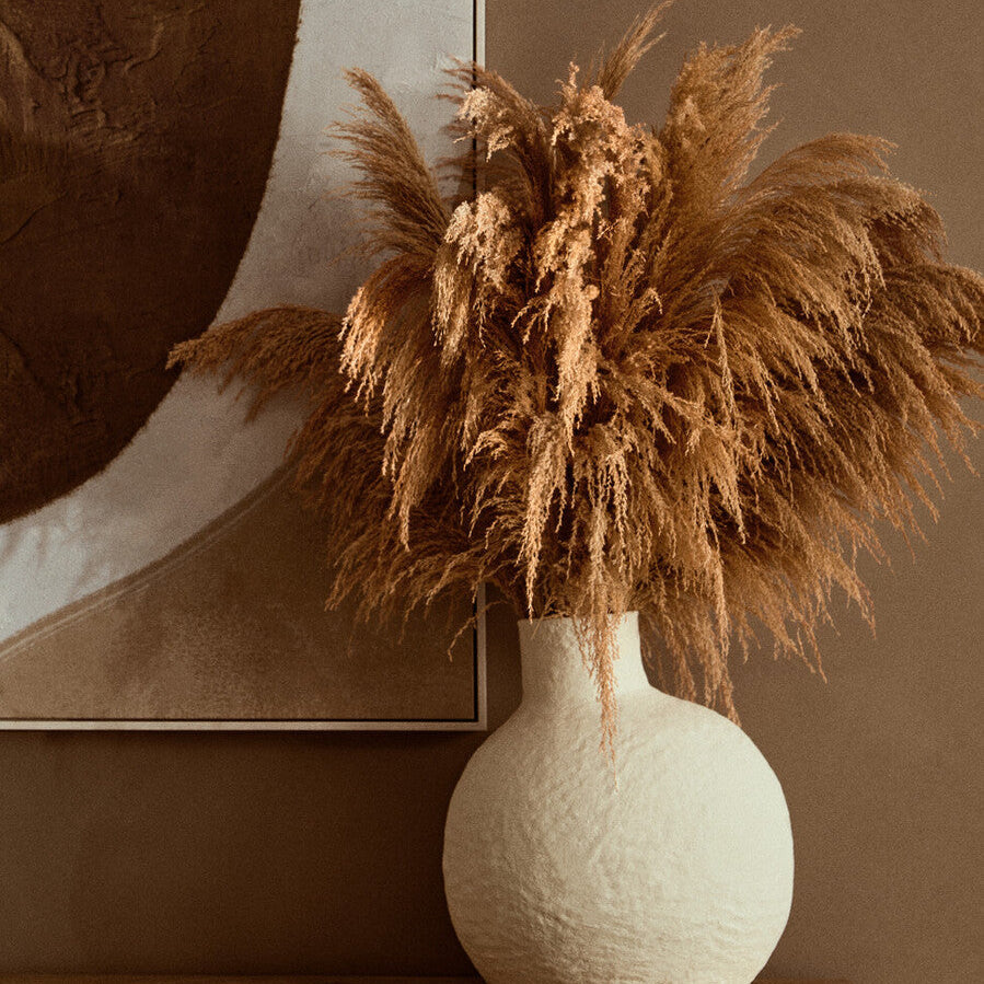 Large Cream Cotton Mache Vase