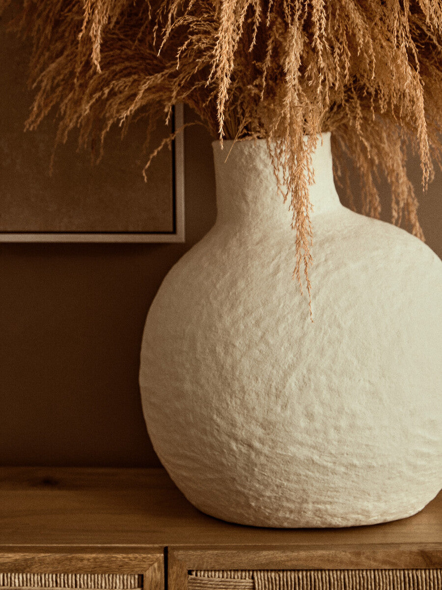 Large Cream Cotton Mache Vase