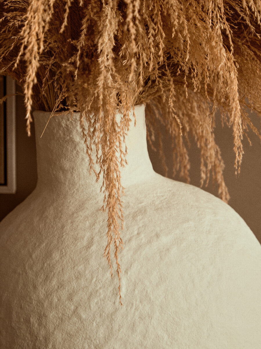 Large Cream Cotton Mache Vase
