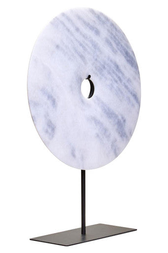 Extra Large Round White Marble Disc Sculpture 35cm