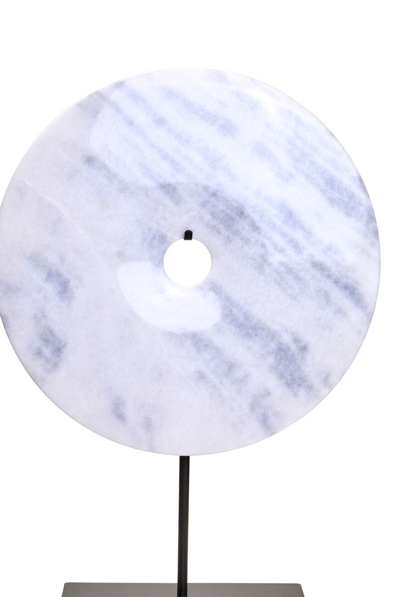 Extra Large Round White Marble Disc Sculpture 35cm