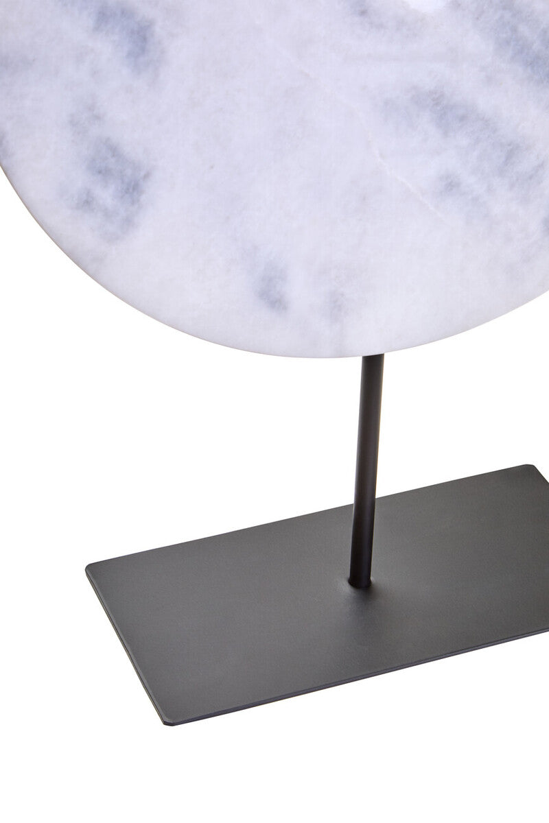 Extra Large Round White Marble Disc Sculpture 35cm