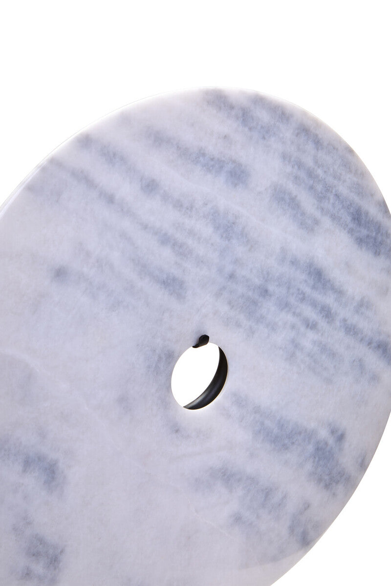 Extra Large Round White Marble Disc Sculpture 35cm