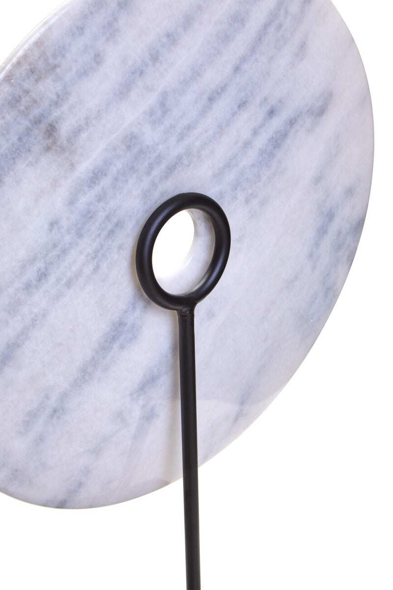Extra Large Round White Marble Disc Sculpture 35cm