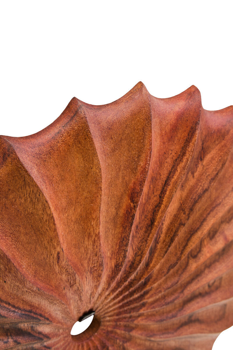 Brown Wood Round Sculpture with Black Base