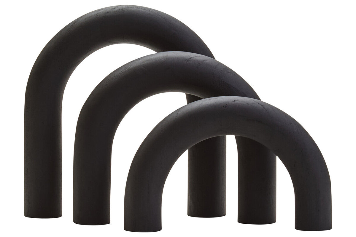 Black Wood Arch Sculpture Set of Three