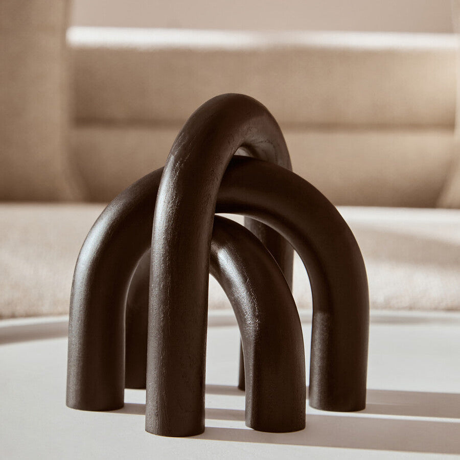 Black Wood Arch Sculpture Set of Three