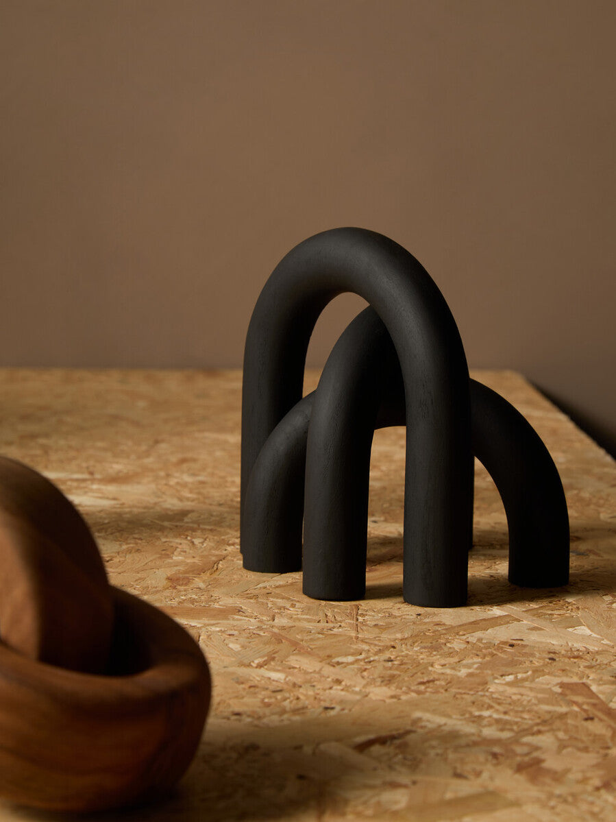 Black Wood Arch Sculpture Set of Three