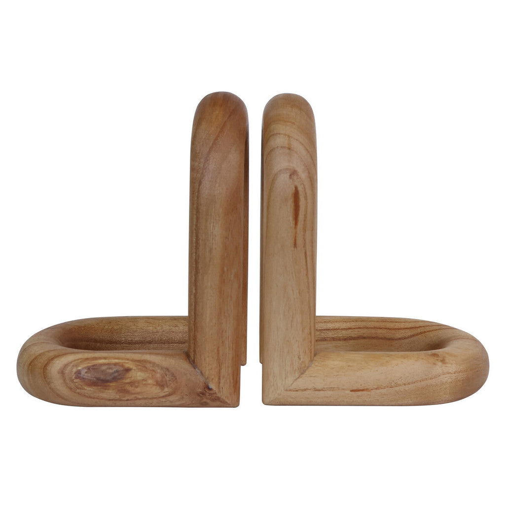 Natural Wood Bookends Set of 2
