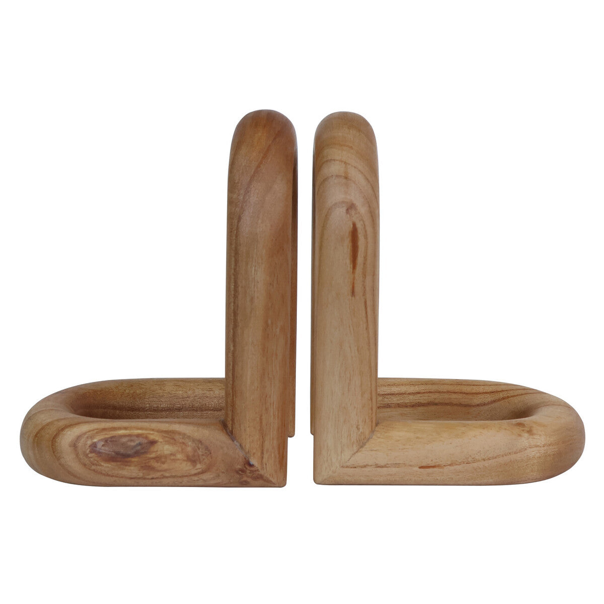 Natural Wood Bookends Set of 2