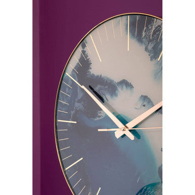 Blue Abstract Wall Clock with Gold Frame