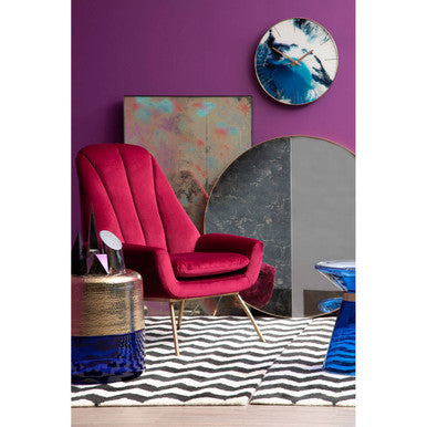 Blue Abstract Wall Clock with Gold Frame