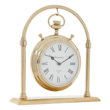 Large Round Mantel Clock in Gold