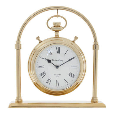 Large Round Mantel Clock in Gold