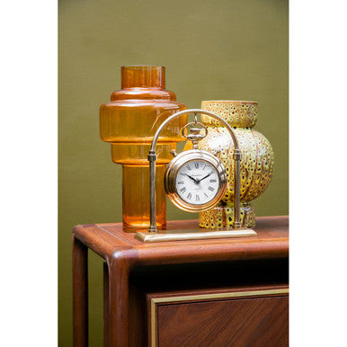 Large Round Mantel Clock in Gold