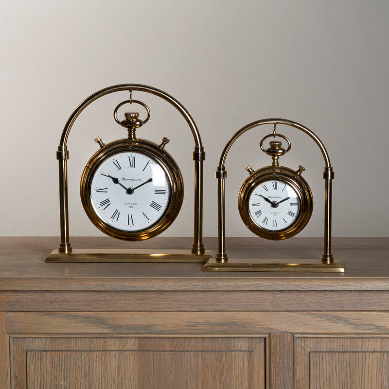 Large Round Mantel Clock in Gold