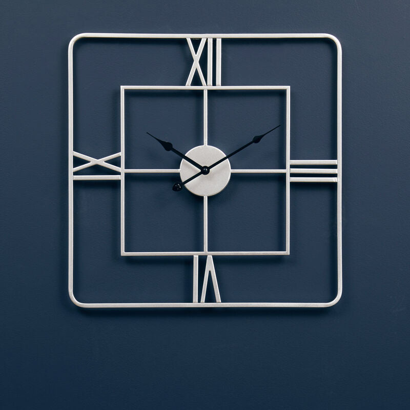 Large Silver Square Wall Clock